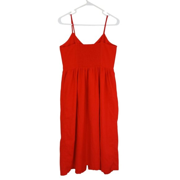 American Eagle Red Sleeveless Button-Front Midi Dress Size M Cotton, Linen Blend - Picture 8 of 13